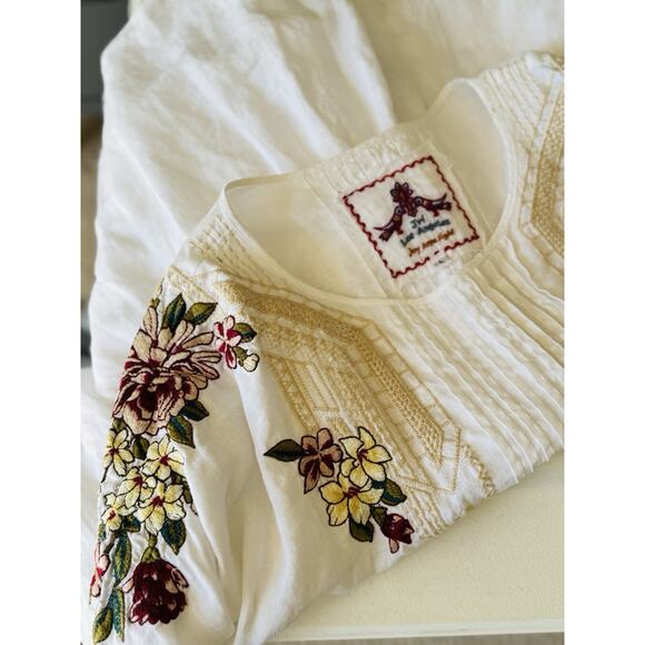 Johnny Was JW Los Angeles Linen Poncho Moji Top Embroidered White Resortwear, L - Picture 12 of 14